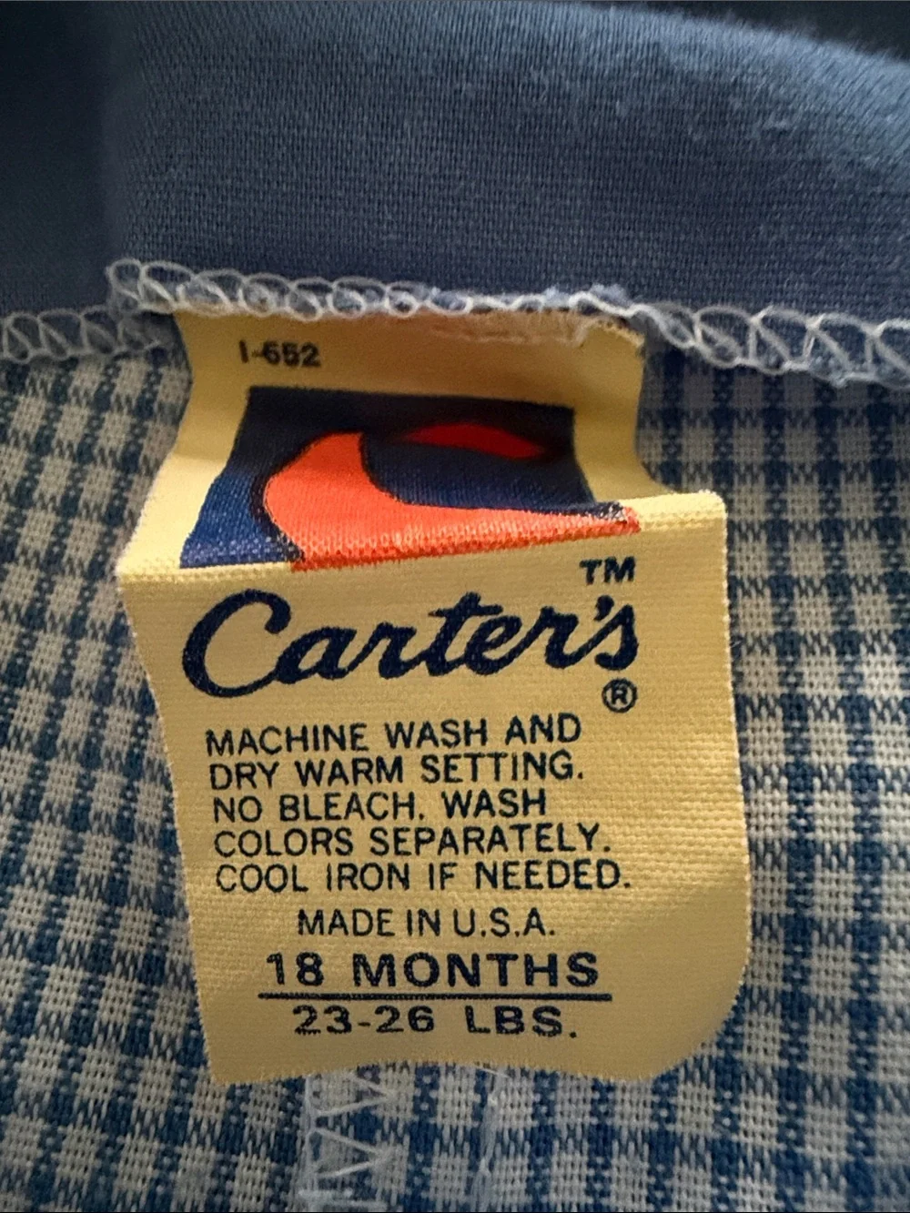 Carter's Blue Gingham Shortalls with Sailboat Patch